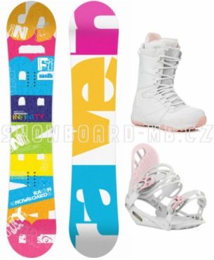 Dámský snowboardový komplet Raven Infinity s bílo-růžovými botami Gravity