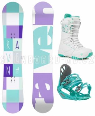 Dámský snowboardový komplet Raven Laura white, mint, purple