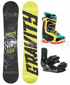 Dětský snowboard komplet Gravity Flash a barevné snb boty Beany
