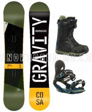 Snowboard komplet Gravity Cosa 2019/20 s botami s kolečkem nebo Fast Lace utahováním