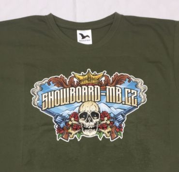Bavlněné tričko s logem Snowboard-MB s lebkou a pistolema