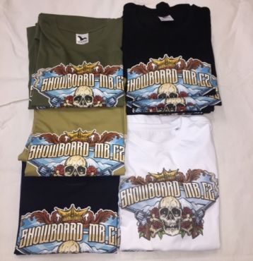 Bavlněné tričko s logem Snowboard-MB s lebkou a pistolema