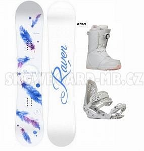 Dámský snowboard komplet Raven Mia white bílo-modrý a boty s utahovacím kolečkem