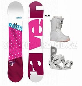 Dámský snowboardový komplet Raven Style pink bílo-růžový s botami s kolečkem Atop