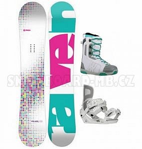 Junior snowboard komplet dívčí Raven Pearl s bílými botami a vázáním