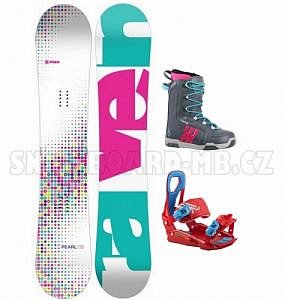 Dívčí snowboard komplet Raven Pearl s vázáním Rage blue/red a botami Westige Ema