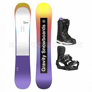 Snowboard komplet pro dívky, holky Gravity Thunder Jr s botami s utahovaním kolečkem
