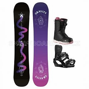 Snowboard komplety dámské, Gravity Sirene Black s botami s kolečkem