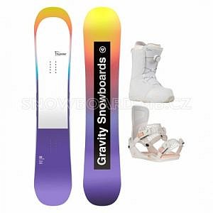 Dámský snowboard komplet Gravity Thunder bílý / white, utahování bot kolečkem