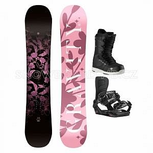 Dámské snowboardové komplety Gravity Empire s vázáním a botami černo-růžové