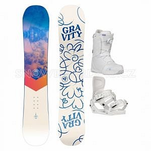 Dámský snowboard komplet Gravity Mist s bílým vázáním a botami s kolečkem
