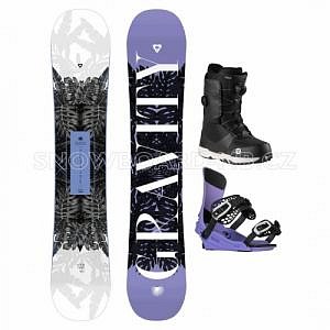 Dámský univerzální snowboard komplet Gravity s vázáním a botami se stahovacími 2 kolečky