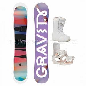 Dámský snowboard komplet Gravity Trinity s bílým vázáním a botami s kolečkem